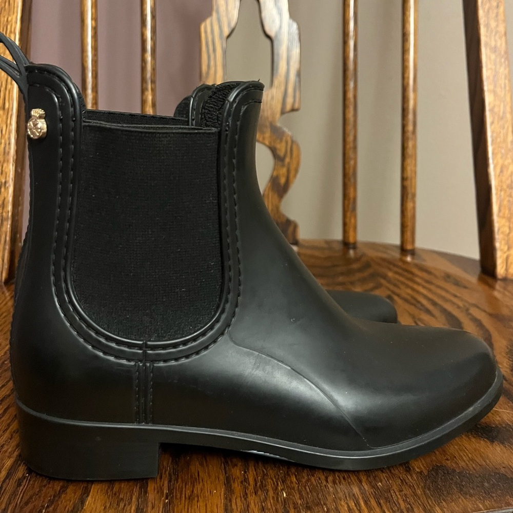 Elegant Black Waterproof Rubber Ankle Boots